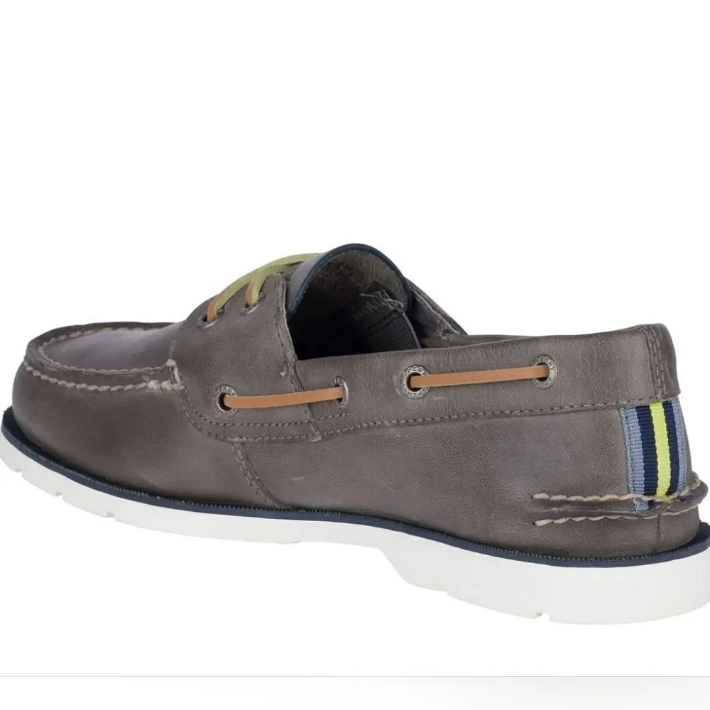 Sperry Men's Leeward Nautical Cross Lace Boat Shoe Size 8 in Grey NWT in packagi